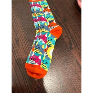 ModSocks PopArt Cat Crew Socks, Orange, Sock Size 10-13, NWT